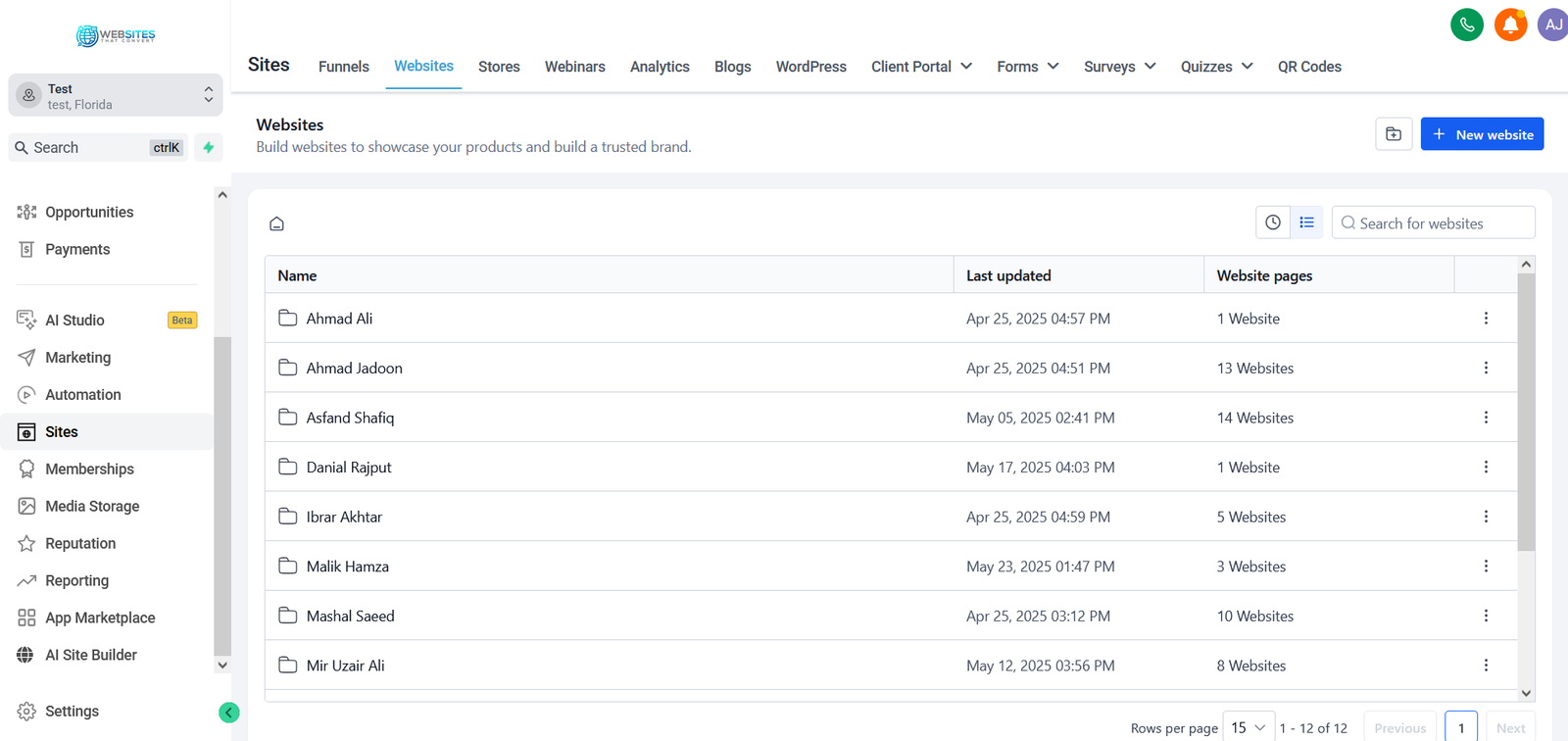 GoHighLevel client workspaces